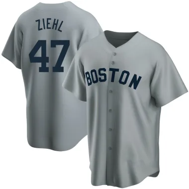 Gage Ziehl Men's Replica Boston Red Sox Gray Road Cooperstown Collection Jersey
