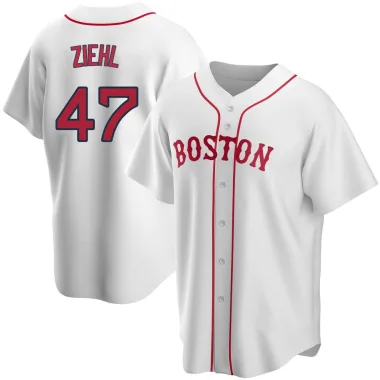 Gage Ziehl Men's Replica Boston Red Sox White Alternate Jersey