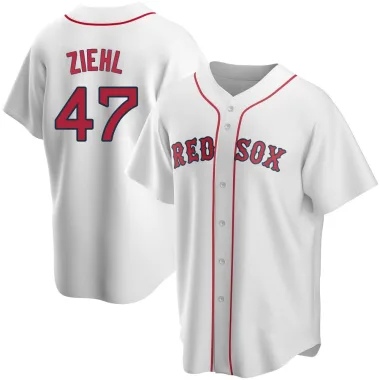 Gage Ziehl Men's Replica Boston Red Sox White Home Jersey